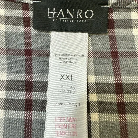 Hanro Switzerland Men's Flannel Checked Robe Cotton Cozy Comfort Size XXL - Picture 9 of 12